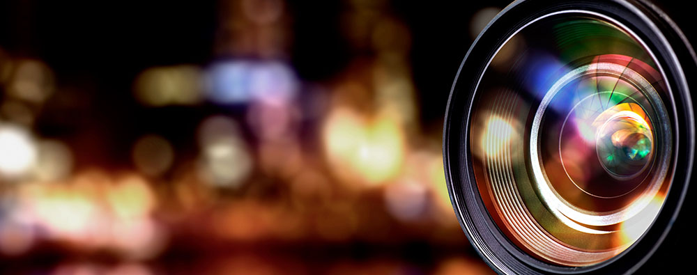 Camera lens with lens reflections.